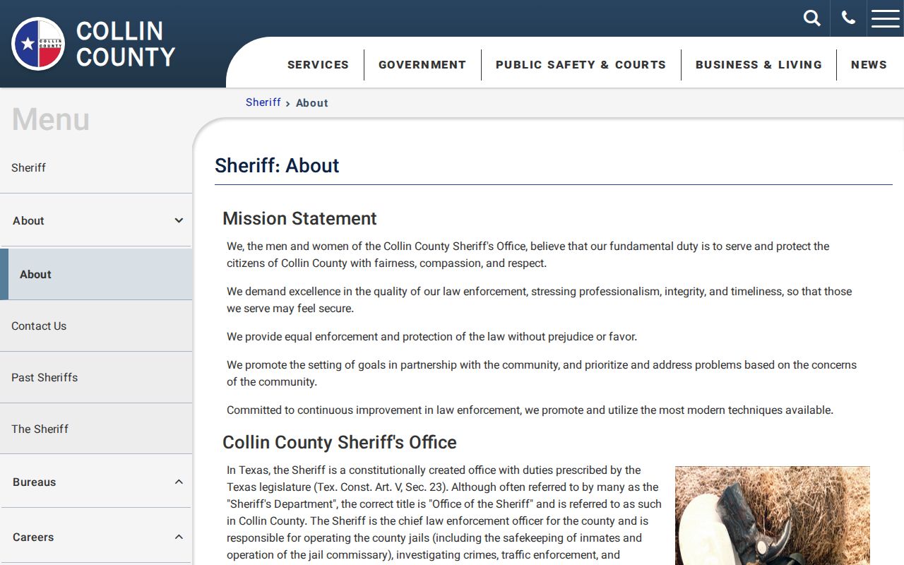 Collin County arrest history and booking complex at Community Avenue