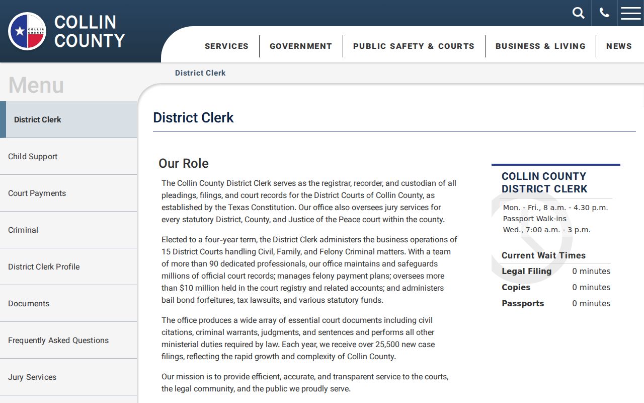 Collin County criminal case historical search instructions