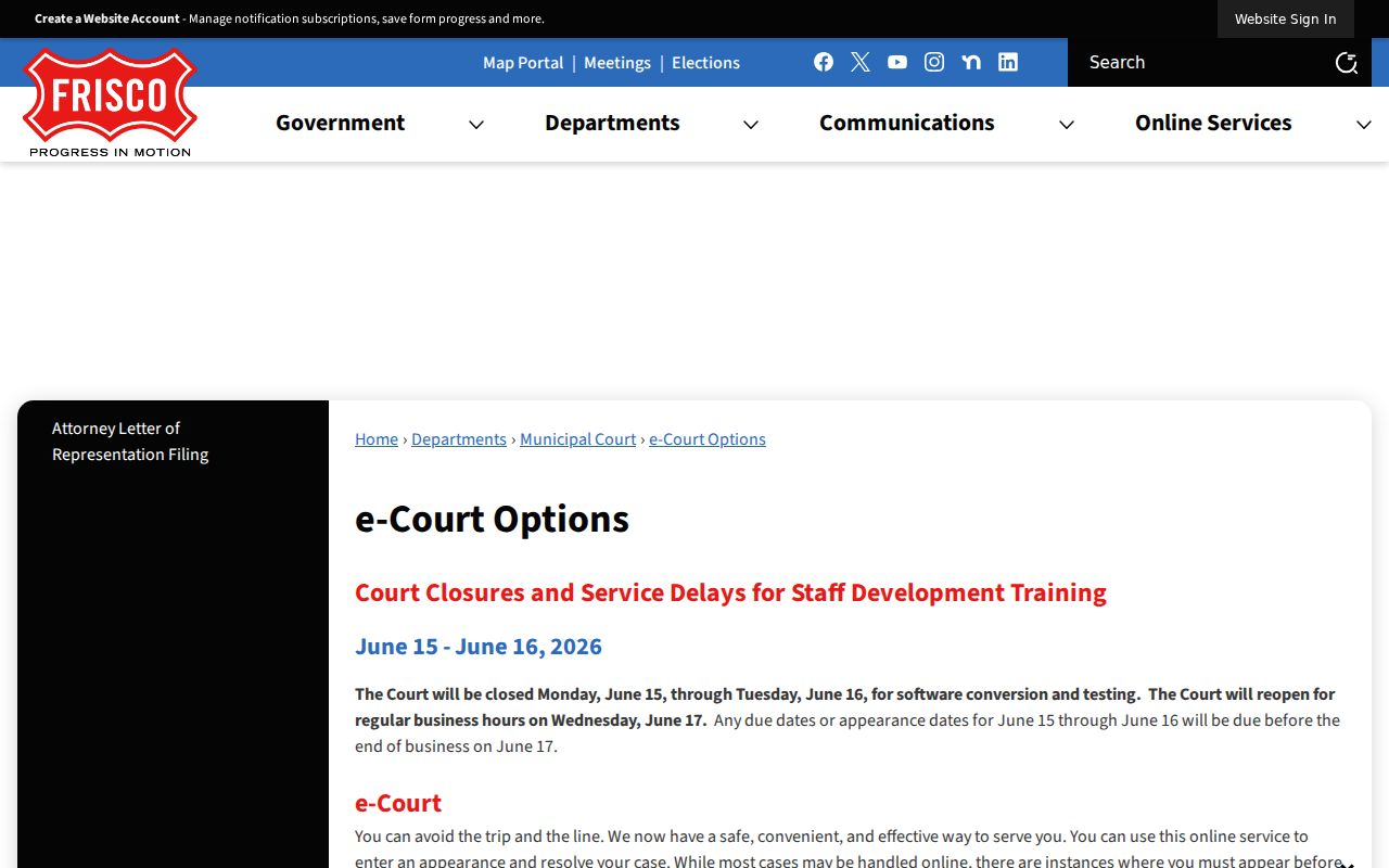 Frisco criminal records municipal eCourt search options