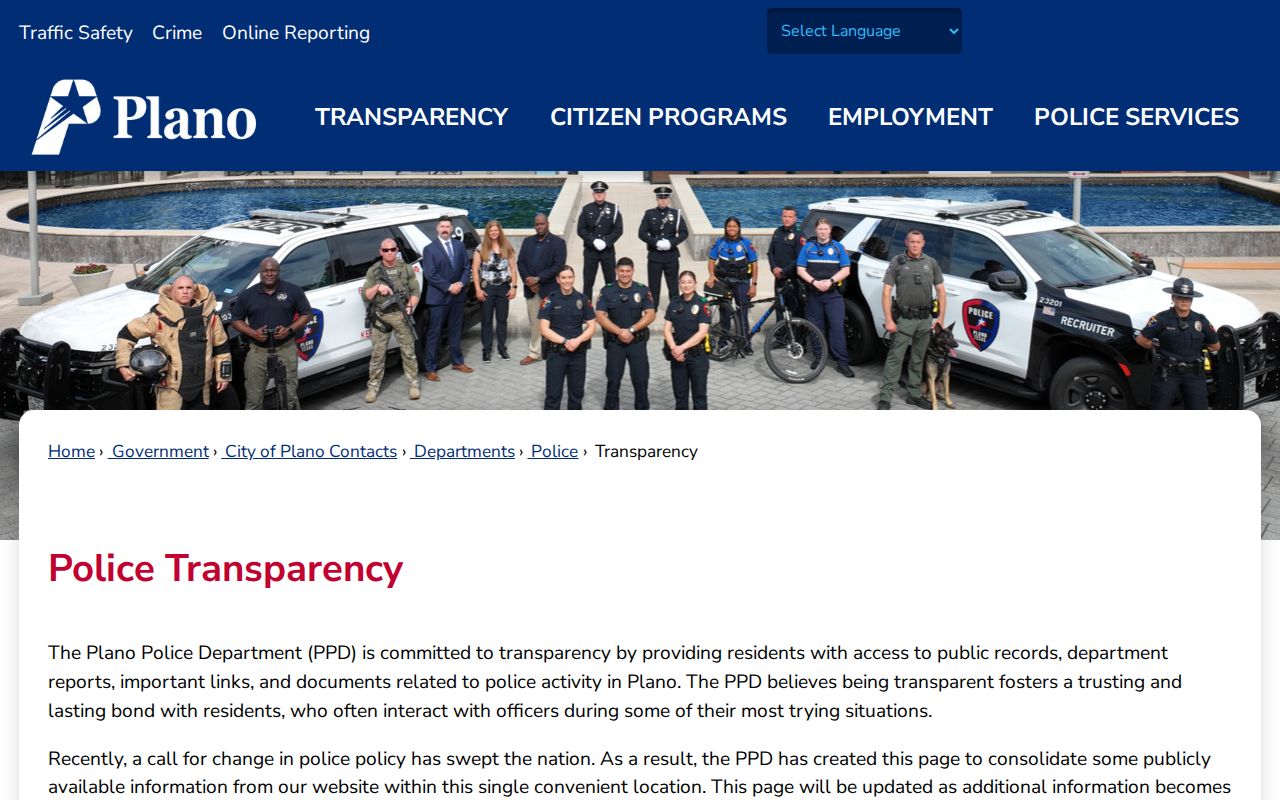 Plano criminal records transparency and police request resources